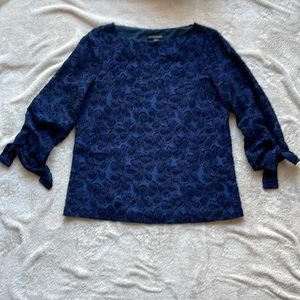 BR navy floral accent blouse